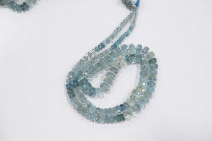 16 Inches Strand, Aquamarine  Shaded Rondelle Faceted beads , Sold By Strand , Size 3.50 To 8.00mm , 33101