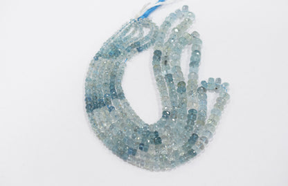 16 Inches Strand, Aquamarine  Shaded Rondelle Faceted beads , Sold By Strand , Size 3.50 To 8.00mm , 33101