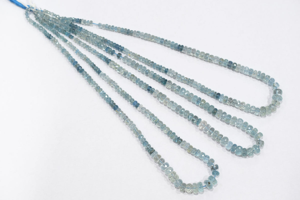 16 Inches Strand, Aquamarine  Shaded Rondelle Faceted beads , Sold By Strand , Size 3.50 To 8.00mm , 33101