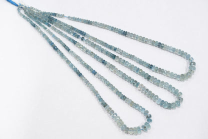 16 Inches Strand, Aquamarine  Shaded Rondelle Faceted beads , Sold By Strand , Size 3.50 To 8.00mm , 33101