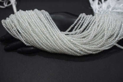 Natural White Topaz Faceted  and Round Beads Micro Diamond Cut Gemstone , Sold By Strand , 12.5 inches ,  4 mm , 33102