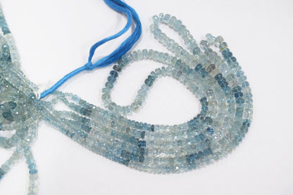 16 Inches Strand, Aquamarine  Shaded Rondelle Faceted beads , Sold By Strand , Size 3.50 To 6.50 mm , 33103