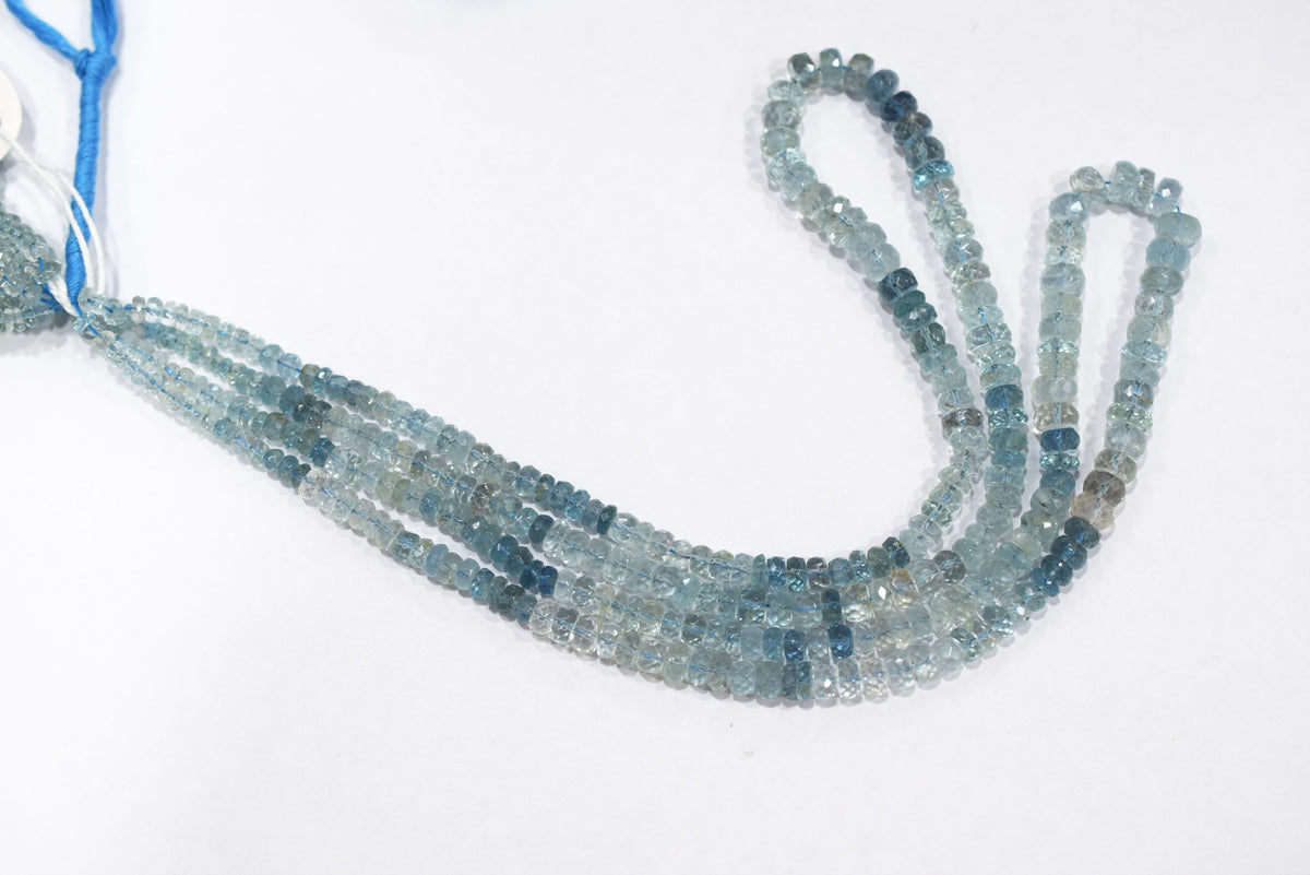 16 Inches Strand, Aquamarine  Shaded Rondelle Faceted beads , Sold By Strand , Size 3.50 To 6.50 mm , 33103