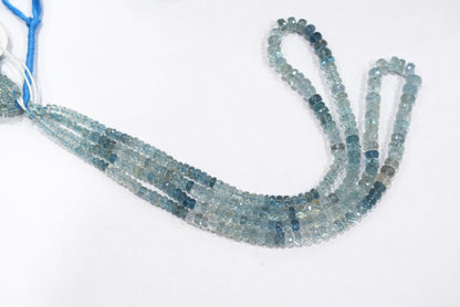 16 Inches Strand, Aquamarine  Shaded Rondelle Faceted beads , Sold By Strand , Size 3.50 To 6.50 mm , 33103