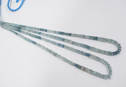 16 Inches Strand, Aquamarine  Shaded Rondelle Faceted beads , Sold By Strand , Size 3.50 To 6.50 mm , 33103