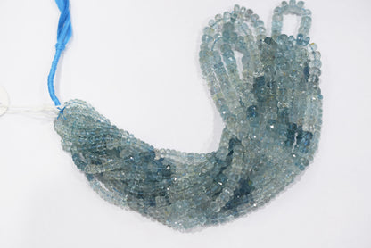 16 Inches Strand, Aquamarine  Shaded Rondelle Faceted beads , Sold By Strand , Size 3.50 To 6.50 mm , 33103