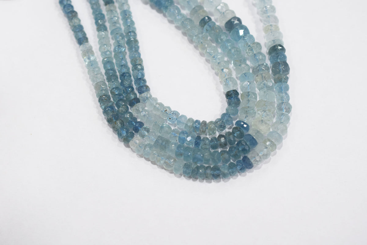 16 Inches Strand, Aquamarine  Shaded Rondelle Faceted beads , Sold By Strand , Size 3.50 To 7.00 mm , 33104