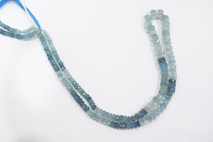 16 Inches Strand, Aquamarine  Shaded Rondelle Faceted beads , Sold By Strand , Size 3.50 To 7.00 mm , 33104
