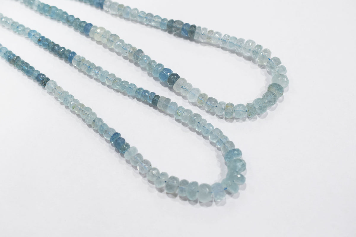 16 Inches Strand, Aquamarine  Shaded Rondelle Faceted beads , Sold By Strand , Size 3.50 To 7.00 mm , 33104