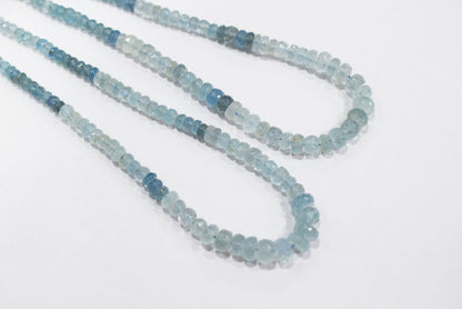 16 Inches Strand, Aquamarine  Shaded Rondelle Faceted beads , Sold By Strand , Size 3.50 To 7.00 mm , 33104
