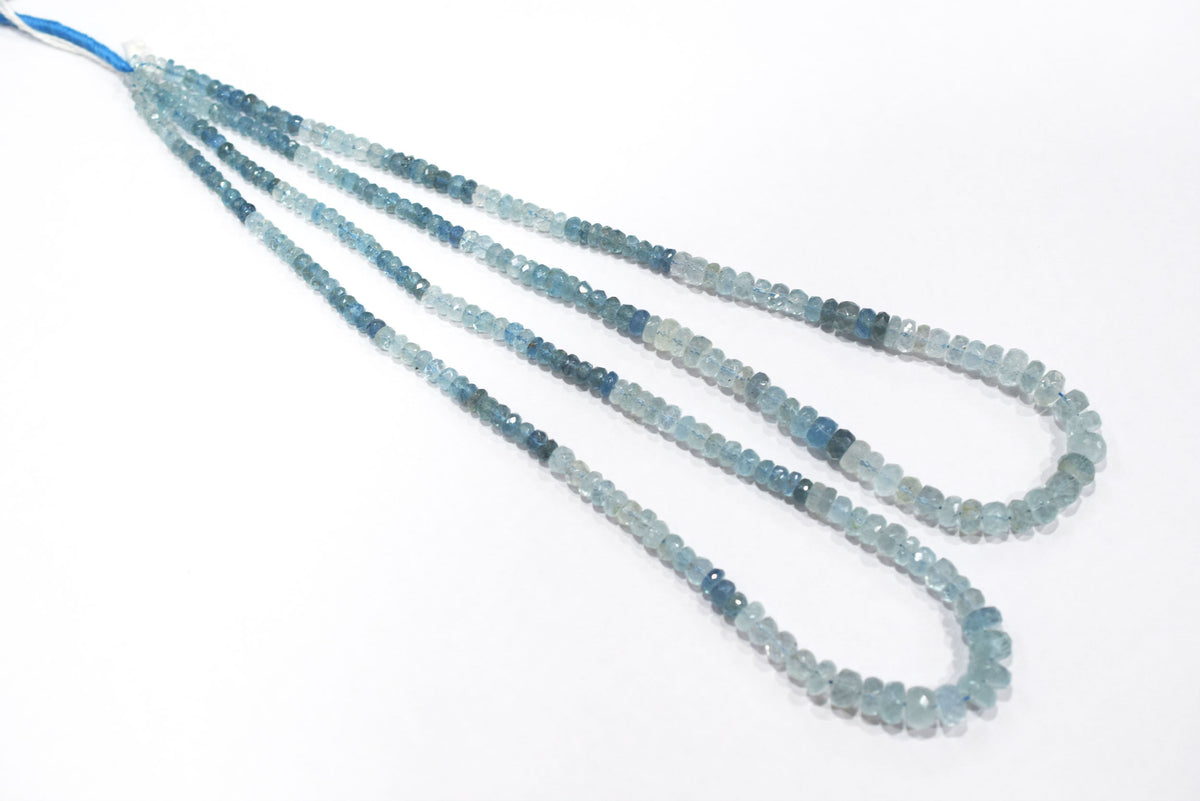16 Inches Strand, Aquamarine  Shaded Rondelle Faceted beads , Sold By Strand , Size 3.50 To 7.00 mm , 33104