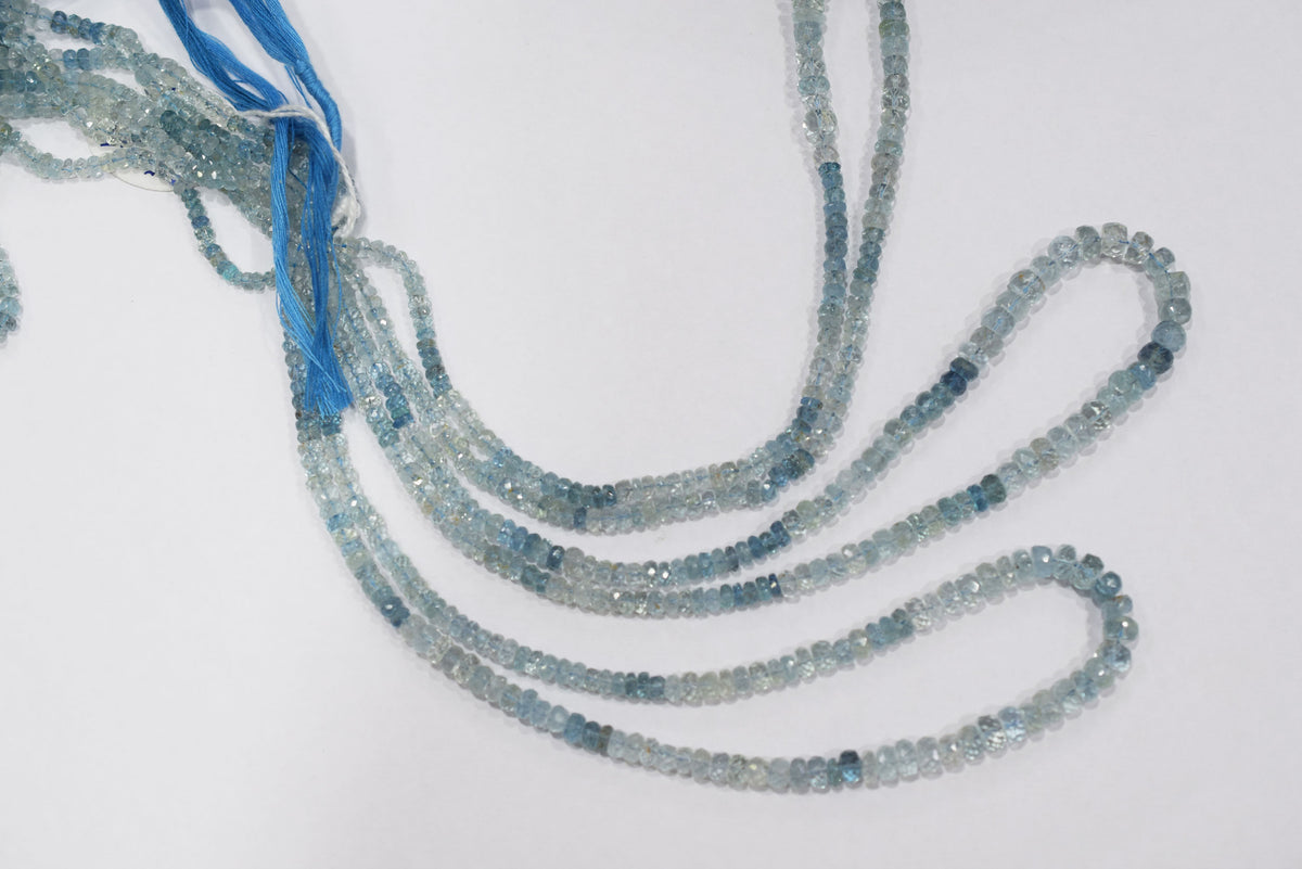 16 Inches Strand, Aquamarine  Shaded Rondelle Faceted beads , Sold By Strand , Size 3.50 To 6.00 mm , 33105