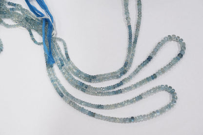 16 Inches Strand, Aquamarine  Shaded Rondelle Faceted beads , Sold By Strand , Size 3.50 To 6.00 mm , 33105