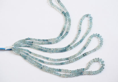 16 Inches Strand, Aquamarine  Shaded Rondelle Faceted beads , Sold By Strand , Size 3.50 To 7.00 mm , 33106