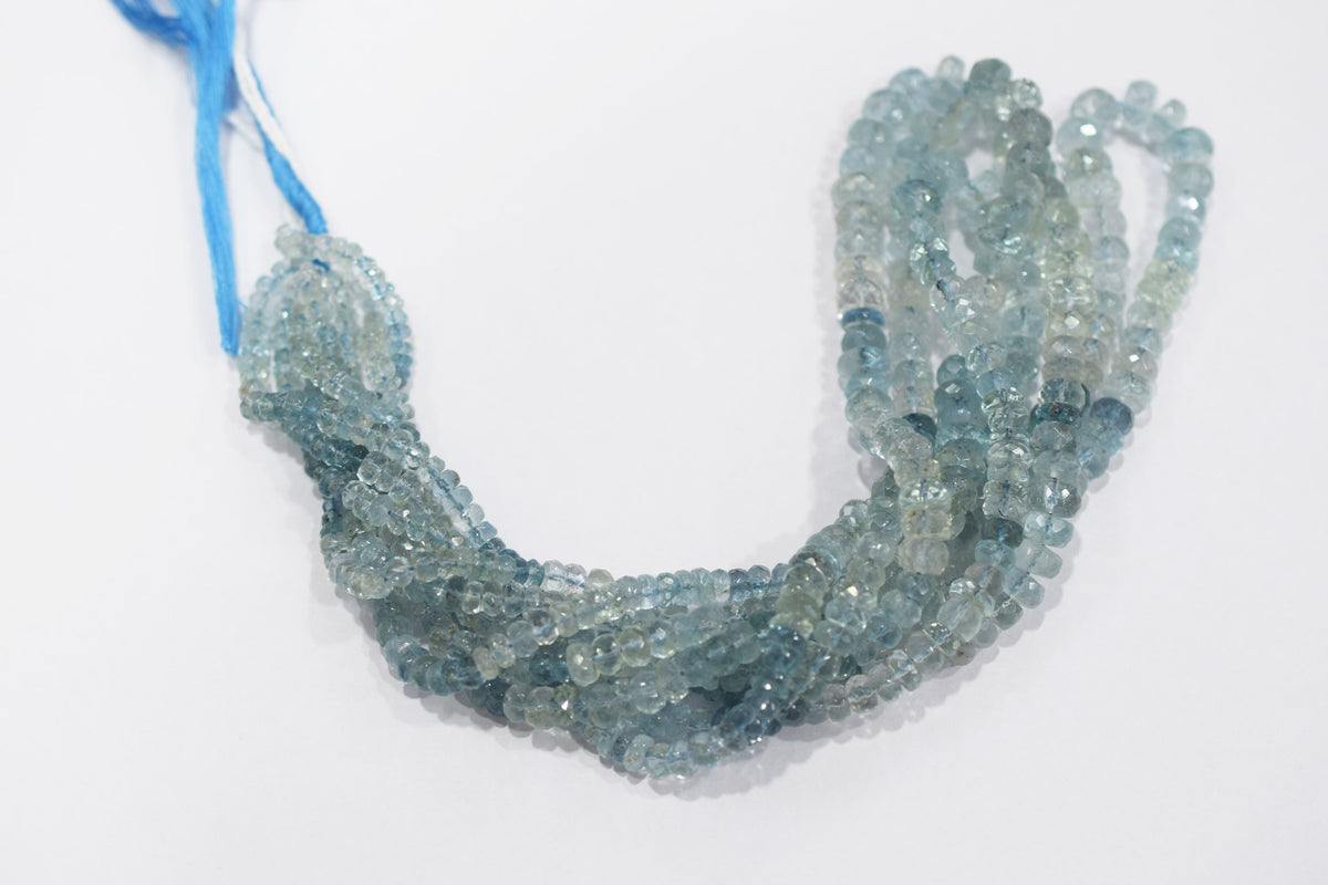 16 Inches Strand, Aquamarine  Shaded Rondelle Faceted beads , Sold By Strand , Size 3.50 To 7.00 mm , 33106