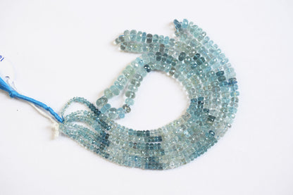 16 Inches Strand, Aquamarine  Shaded Rondelle Faceted beads , Sold By Strand , Size 4.00 To 9.00 mm , 33107