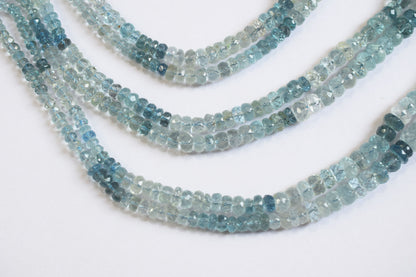 16 Inches Strand, Aquamarine  Shaded Rondelle Faceted beads , Sold By Strand , Size 4.00 To 9.00 mm , 33107