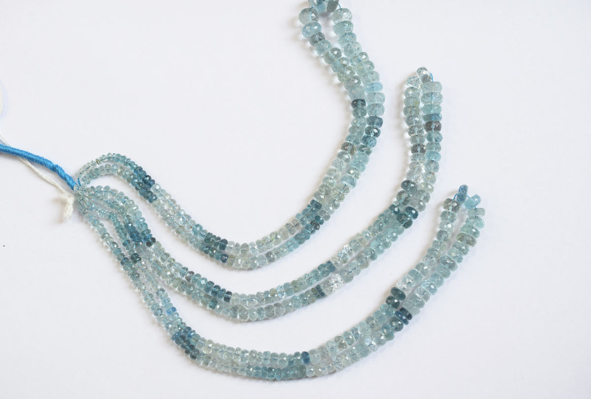 16 Inches Strand, Aquamarine  Shaded Rondelle Faceted beads , Sold By Strand , Size 4.00 To 9.00 mm , 33107