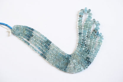 16 Inches Strand, Aquamarine  Shaded Rondelle Faceted beads , Sold By Strand , Size 4.00 To 9.00 mm , 33107
