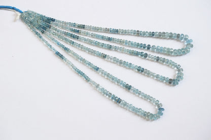 16 Inches Strand, Aquamarine  Shaded Rondelle Faceted beads , Sold By Strand , Size 4.00 To 9.00 mm , 33107
