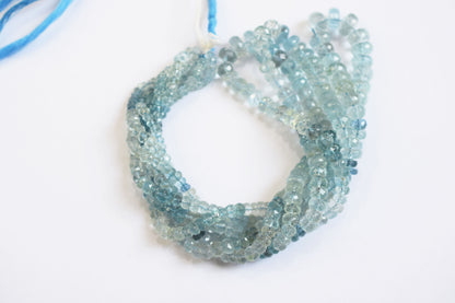 16 Inches Strand, Aquamarine  Shaded Rondelle Faceted beads , Sold By Strand , Size 4.00 To 9.00 mm , 33107