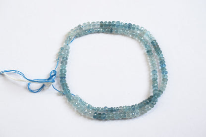 16 Inches Strand, Aquamarine  Shaded Rondelle Faceted beads , Sold By Strand , Size 3.00 To 5.00 mm , 33108