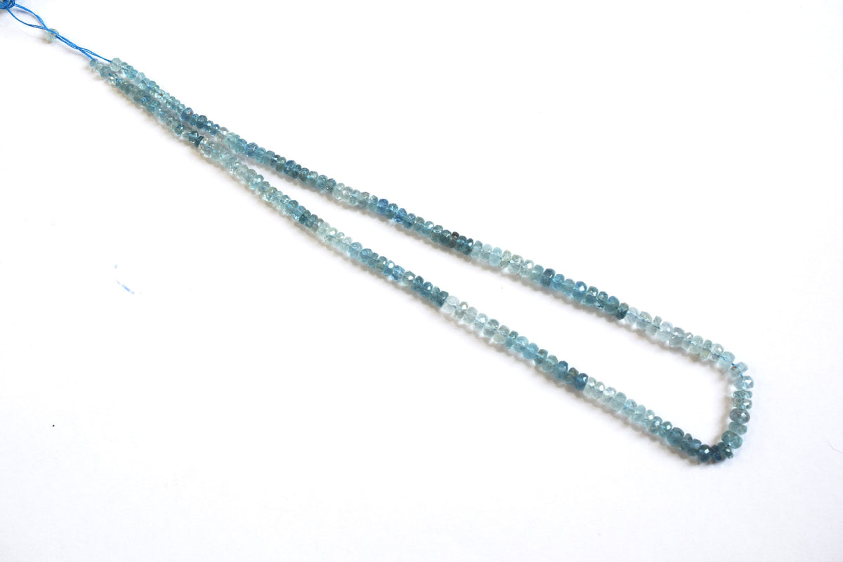 16 Inches Strand, Aquamarine  Shaded Rondelle Faceted beads , Sold By Strand , Size 3.00 To 5.00 mm , 33108