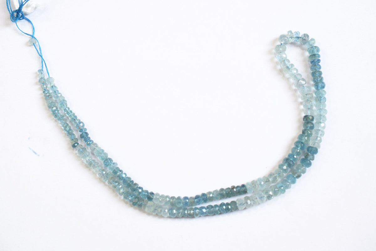 16 Inches Strand, Aquamarine  Shaded Rondelle Faceted beads , Sold By Strand , Size 3.00 To 5.00 mm , 33108