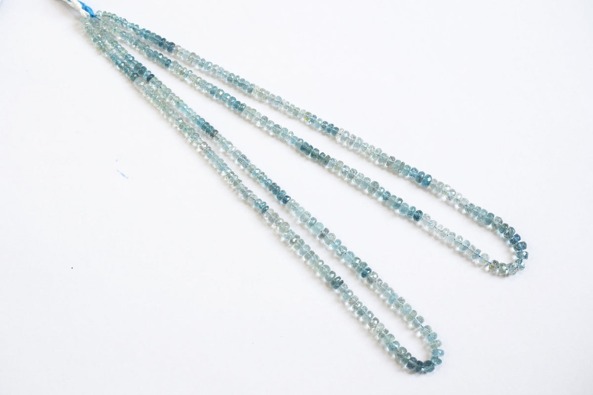 16 Inches Strand, Aquamarine  Shaded Rondelle Faceted beads , Sold By Strand , Size 3.50 To 5.00 mm , 33109 (Copy)