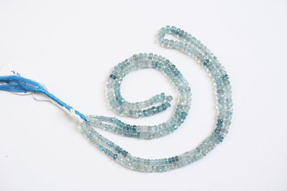 16 Inches Strand, Aquamarine  Shaded Rondelle Faceted beads , Sold By Strand , Size 3.50 To 5.00 mm , 33109 (Copy)