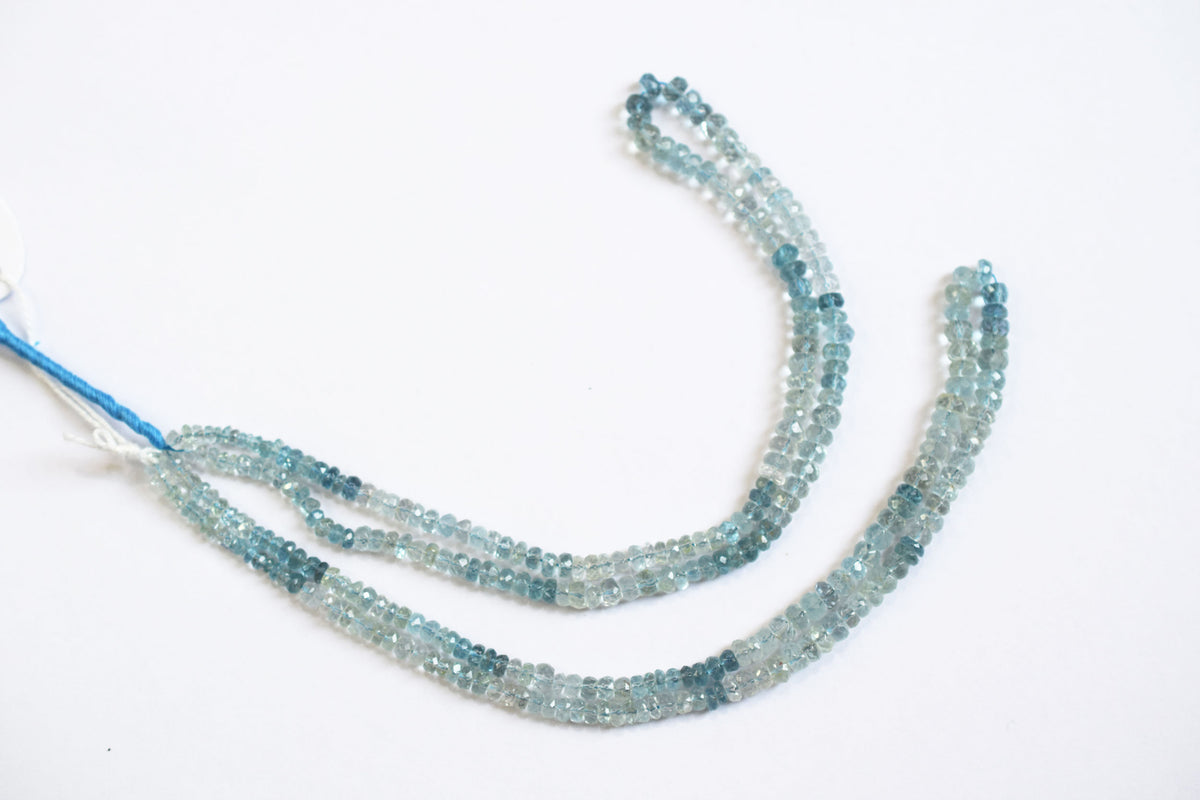 16 Inches Strand, Aquamarine  Shaded Rondelle Faceted beads , Sold By Strand , Size 3.50 To 5.00 mm , 33109 (Copy)