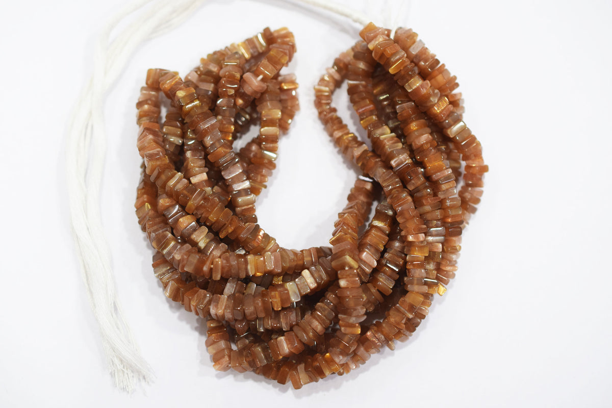 Golden Shine Moonstone Heishi Square Beads, 16 Inches , Sold By Strand, Size 5.5 mm , 33113