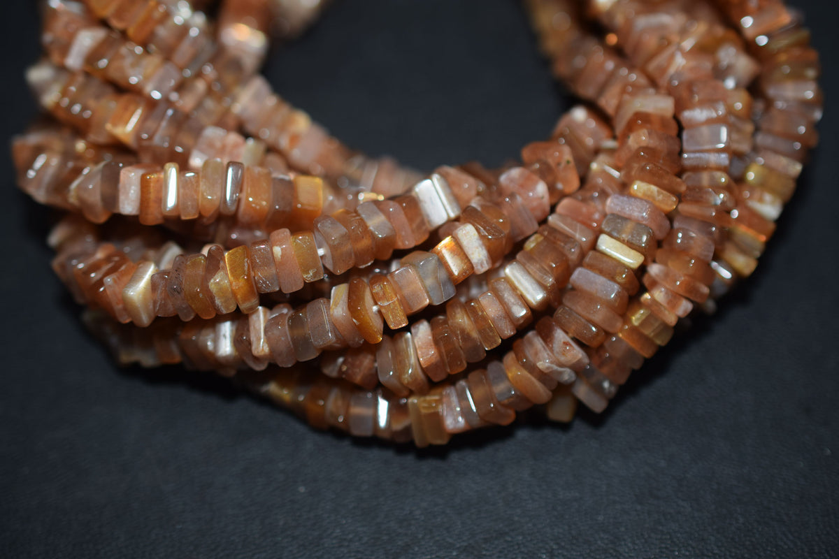 Golden Shine Moonstone Heishi Square Beads, 16 Inches , Sold By Strand, Size 5.5 mm , 33113