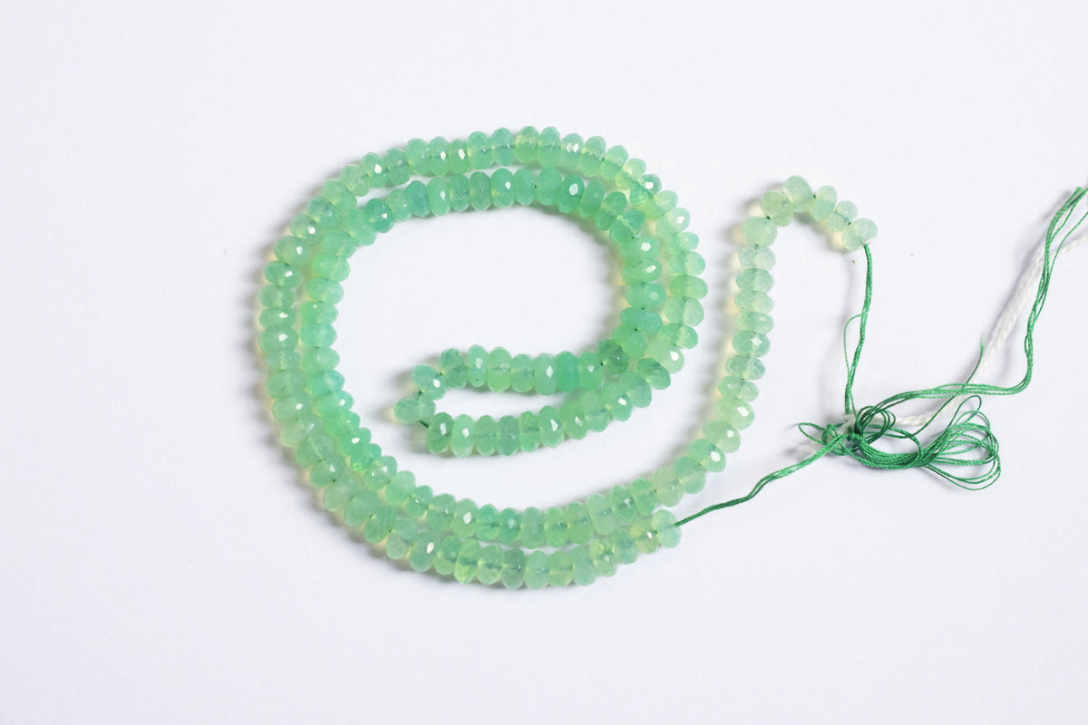 Natural Chrysoprase Faceted Rondelle Gemstone Beads, Genuine Green Chrysoprase Beads, 17 Inches , Sold By Strand, 5.50-6.50 mm , 33114