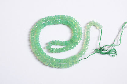 Natural Chrysoprase Faceted Rondelle Gemstone Beads, Genuine Green Chrysoprase Beads, 17 Inches , Sold By Strand, 5.50-6.50 mm , 33114