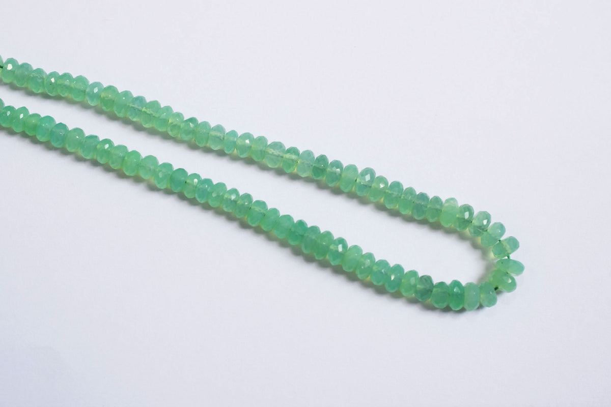 Natural Chrysoprase Faceted Rondelle Gemstone Beads, Genuine Green Chrysoprase Beads, 17 Inches , Sold By Strand, 5.50-6.50 mm , 33114