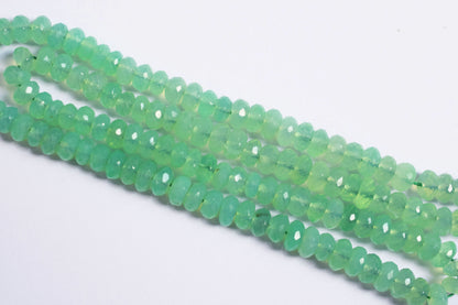 Natural Chrysoprase Faceted Rondelle Gemstone Beads, Genuine Green Chrysoprase Beads, 17 Inches , Sold By Strand, 5.50-6.50 mm , 33114