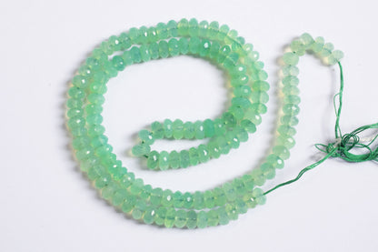Natural Chrysoprase Faceted Rondelle Gemstone Beads, Genuine Green Chrysoprase Beads, 17 Inches , Sold By Strand, 5.50-6.50 mm , 33114