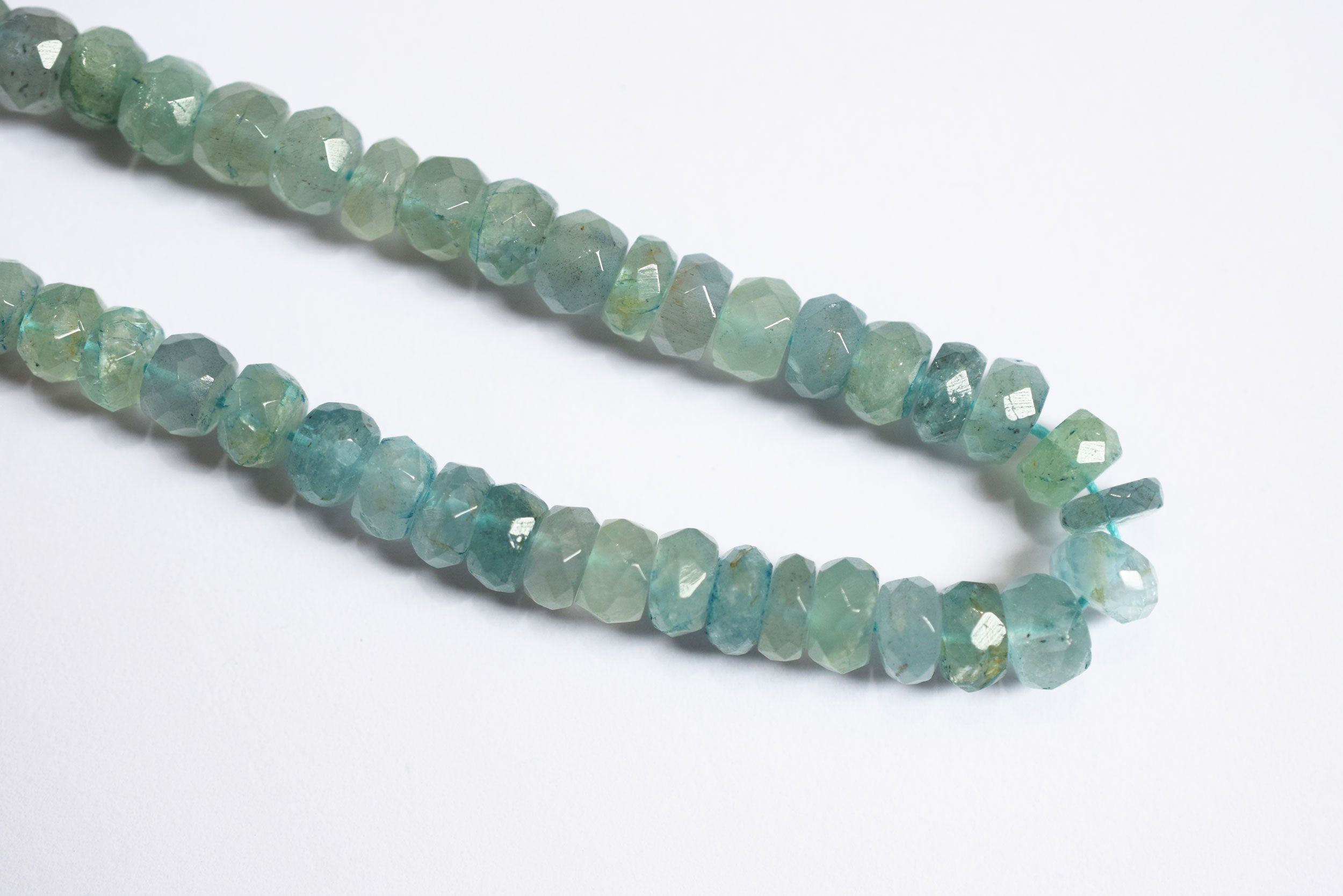 Natural Aquamarine Shaded Rondelle Faceted Beads Strand, 15 Inches Strand, Size 6.00 To 7.00 mm, Sold By Strand , 33141