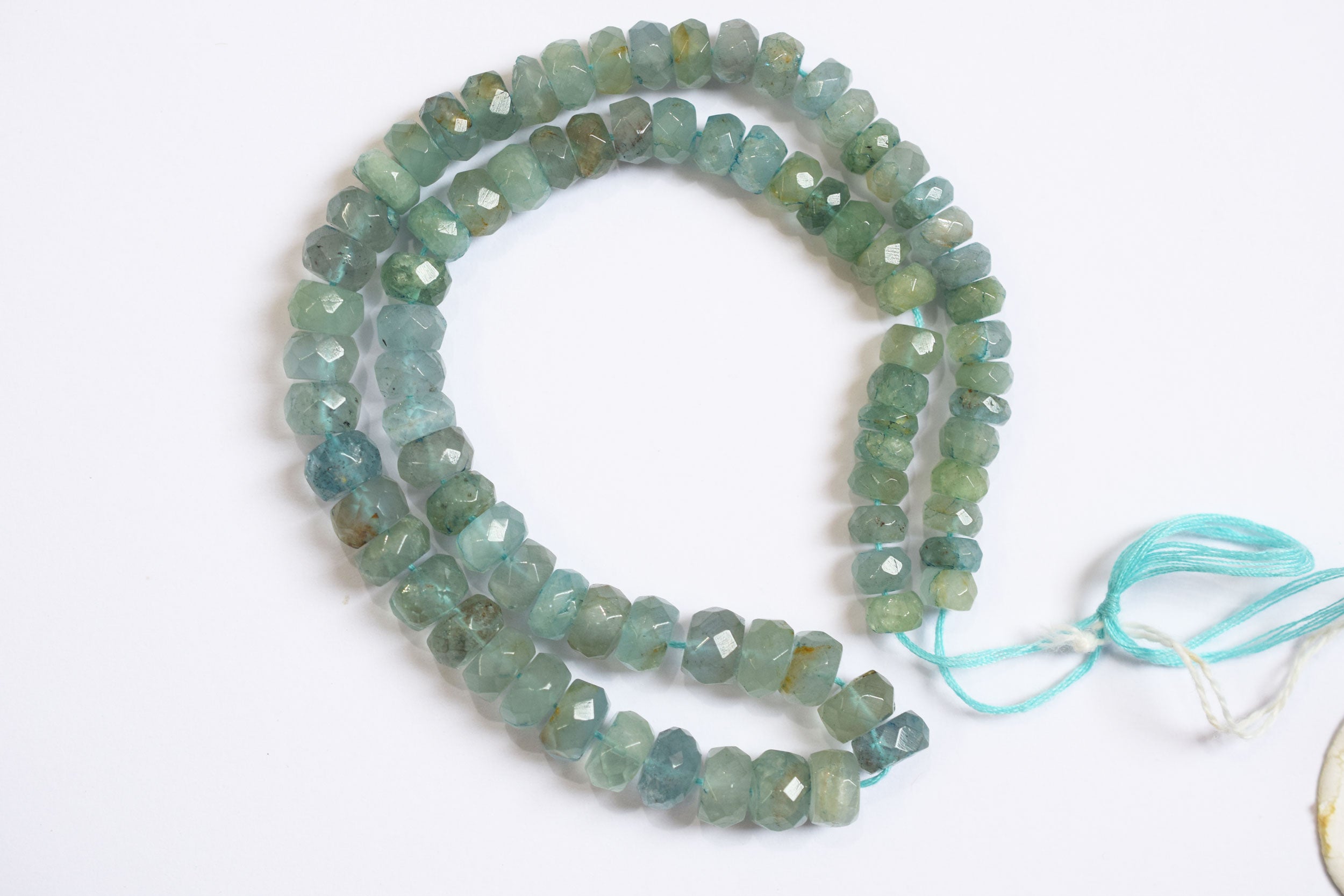 Natural Aquamarine Shaded Rondelle Faceted Beads Strand, 15 Inches Strand, Size 6.00 To 9.00 mm, Sold By Strand , 33144