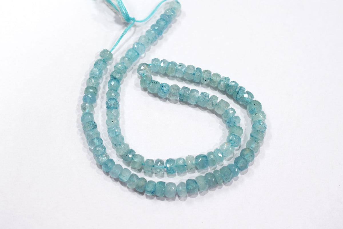 Natural Aquamarine Shaded Rondelle Faceted Beads Strand, 15 Inches Strand, Size 6.00 To 6.50 mm, Sold By Strand , 33150