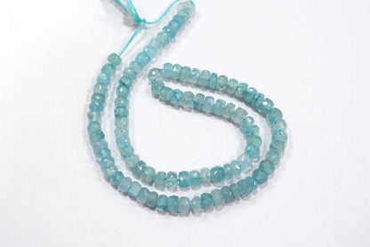 Natural Aquamarine Shaded Rondelle Faceted Beads Strand, 15 Inches Strand, Size 6.00 To 6.50 mm, Sold By Strand , 33150