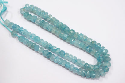 Natural Aquamarine Shaded Rondelle Faceted Beads Strand, 15 Inches Strand, Size 6.00 To 6.50 mm, Sold By Strand , 33150