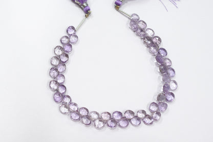 Natural Pink Amethyst Heart Faceted Beads, Pink Amethyst 8 Inches Briolettes, Sold By Strand ,6.00x6.00 - 6.50x6.50 mm , 33151