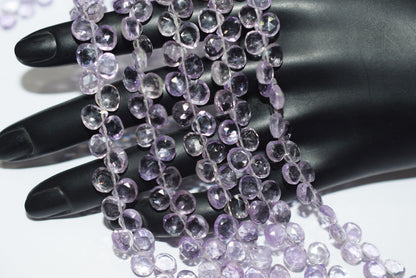Natural Pink Amethyst Heart Faceted Beads, Pink Amethyst 8 Inches Briolettes, Sold By Strand ,6.00x6.00 - 6.50x6.50 mm , 33151