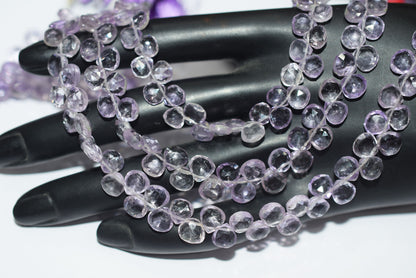 Natural Pink Amethyst Heart Faceted Beads, Pink Amethyst 8 Inches Briolettes, Sold By Strand ,6.00x6.00 - 6.50x6.50 mm , 33151
