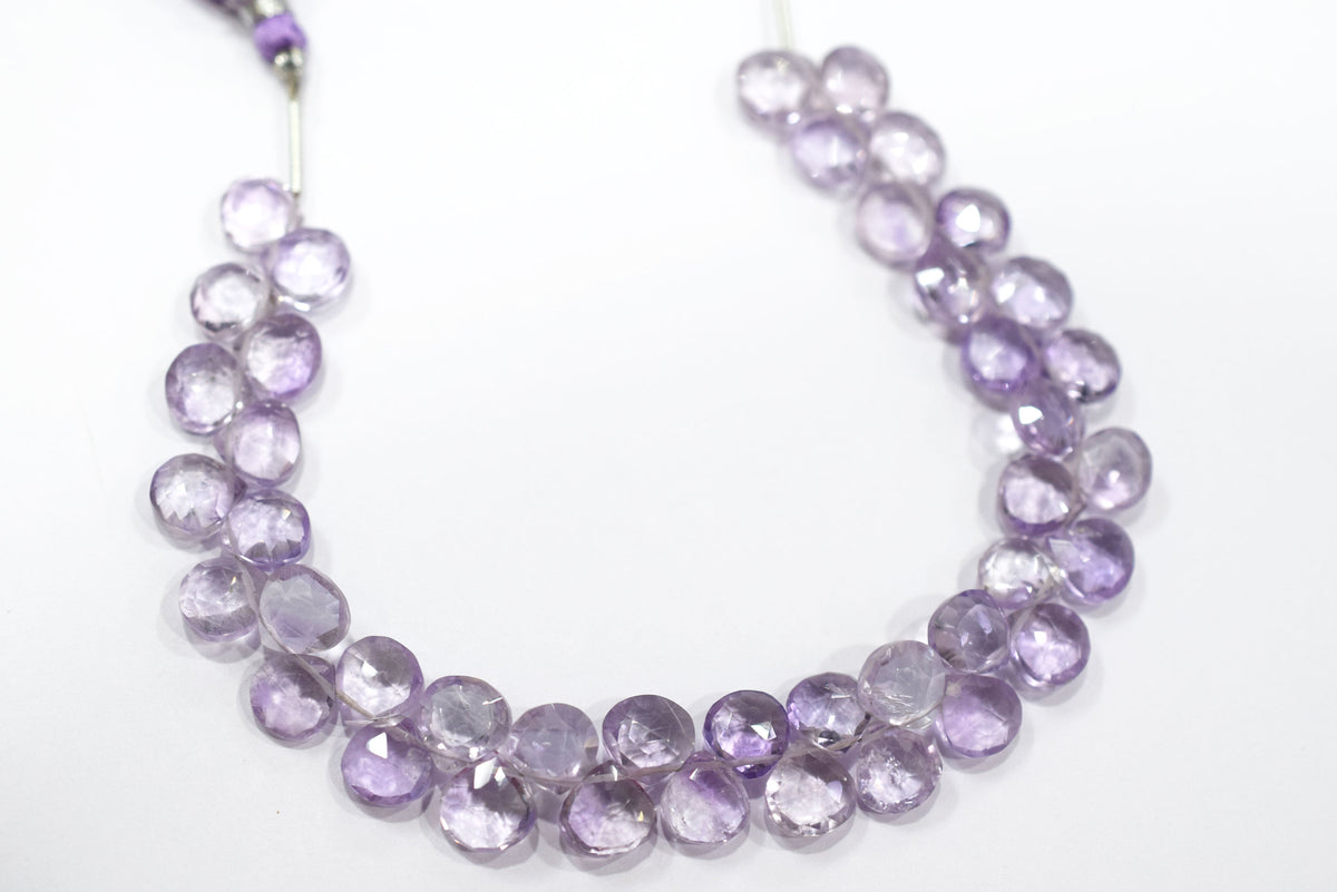 Beautiful Pink Amethyst Heart Faceted Beads Strands , Pink Amethyst 8 Inches Briolettes, Sold By Strand ,8.50x8.50 - 9.50x9.50 mm , 33152