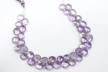 Beautiful Pink Amethyst Heart Faceted Beads Strands , Pink Amethyst 8 Inches Briolettes, Sold By Strand ,8.50x8.50 - 9.50x9.50 mm , 33152
