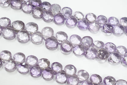 Beautiful Pink Amethyst Heart Faceted Beads Strands , Pink Amethyst 8 Inches Briolettes, Sold By Strand ,8.50x8.50 - 9.50x9.50 mm , 33152