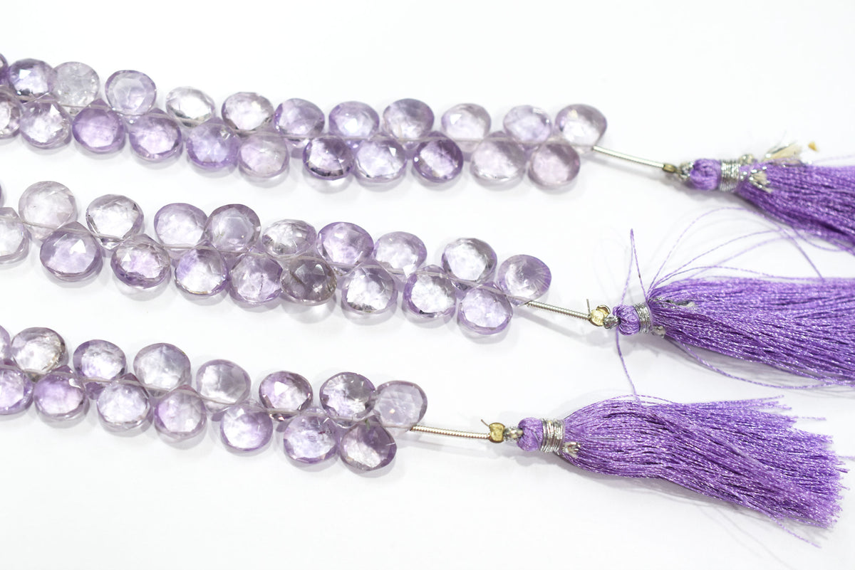 Beautiful Pink Amethyst Heart Faceted Beads Strands , Pink Amethyst 8 Inches Briolettes, Sold By Strand ,8.50x8.50 - 9.50x9.50 mm , 33152